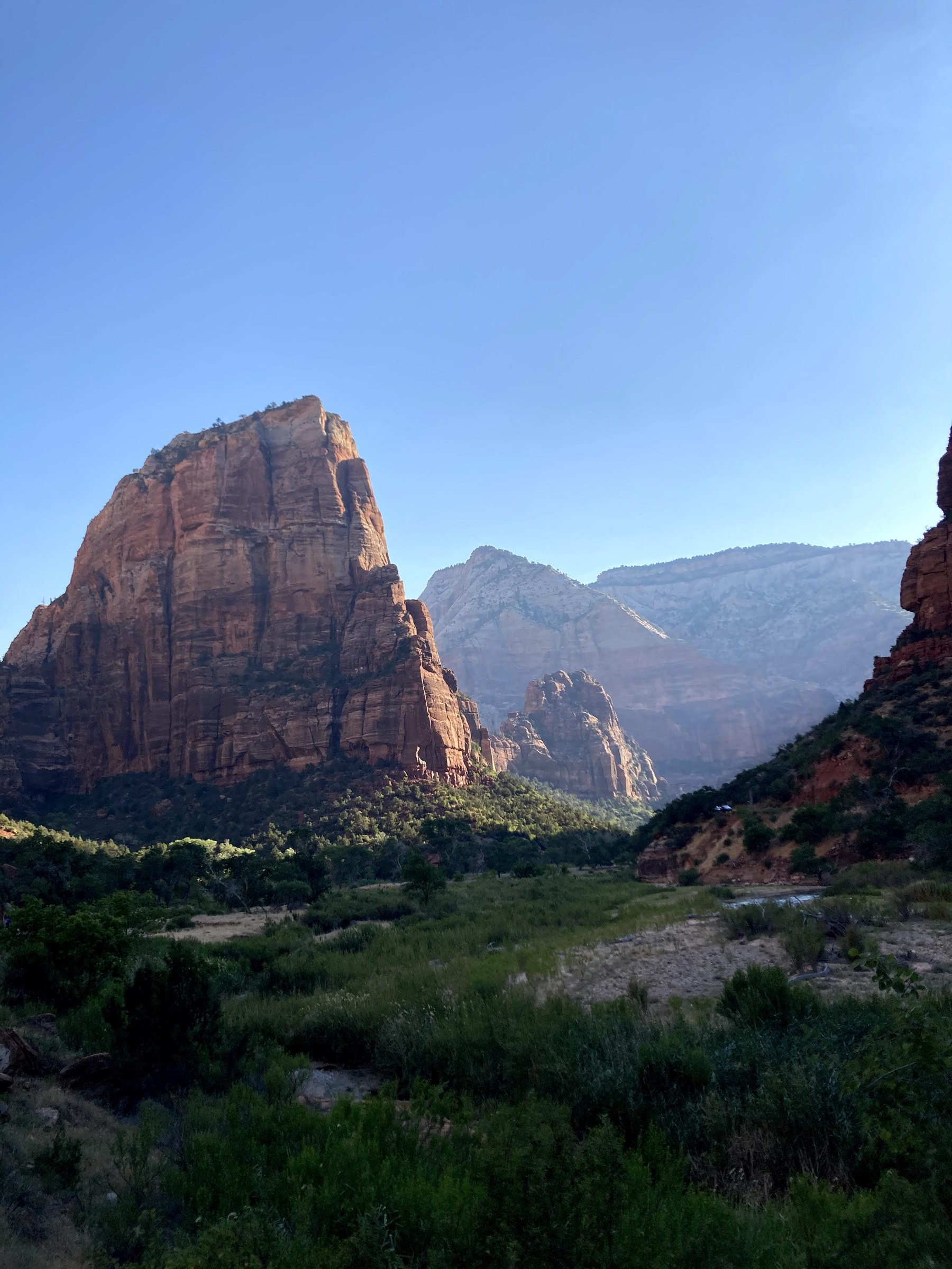 Angels Landing seen from the start of the West Rim Trail at the Grotto