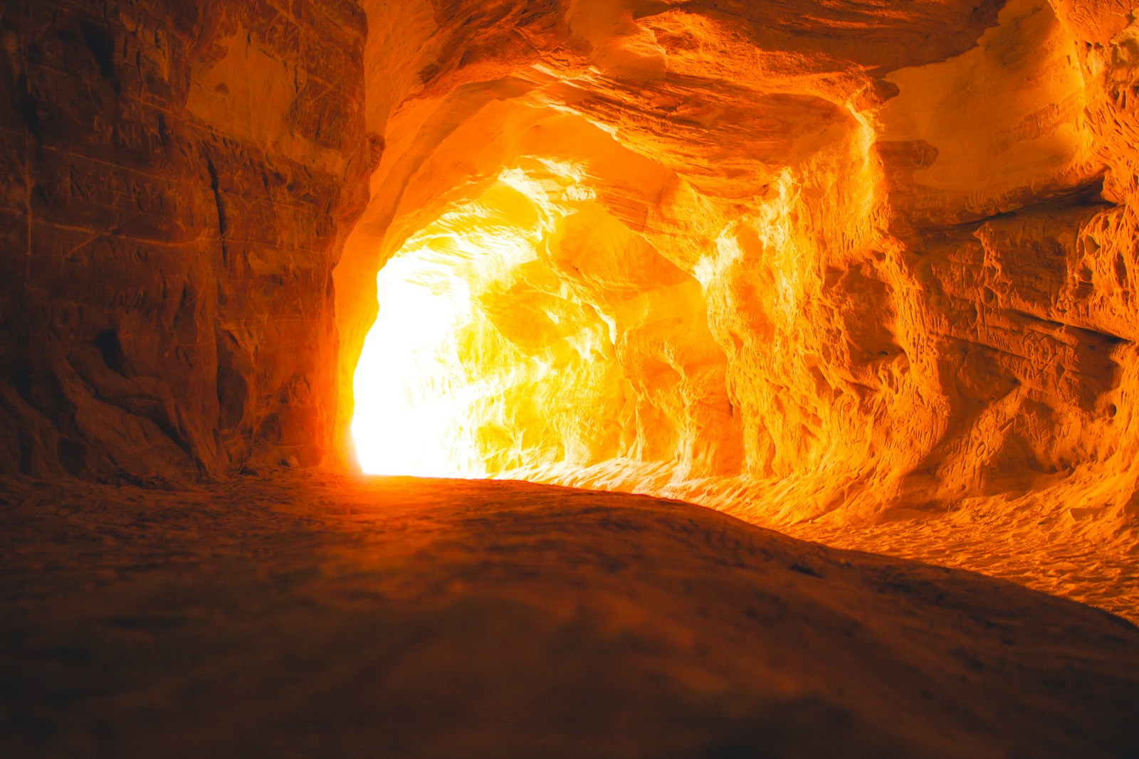 Light at the end of the Belly of the Dragon drainage tunnel near Mount Carmel, Utah