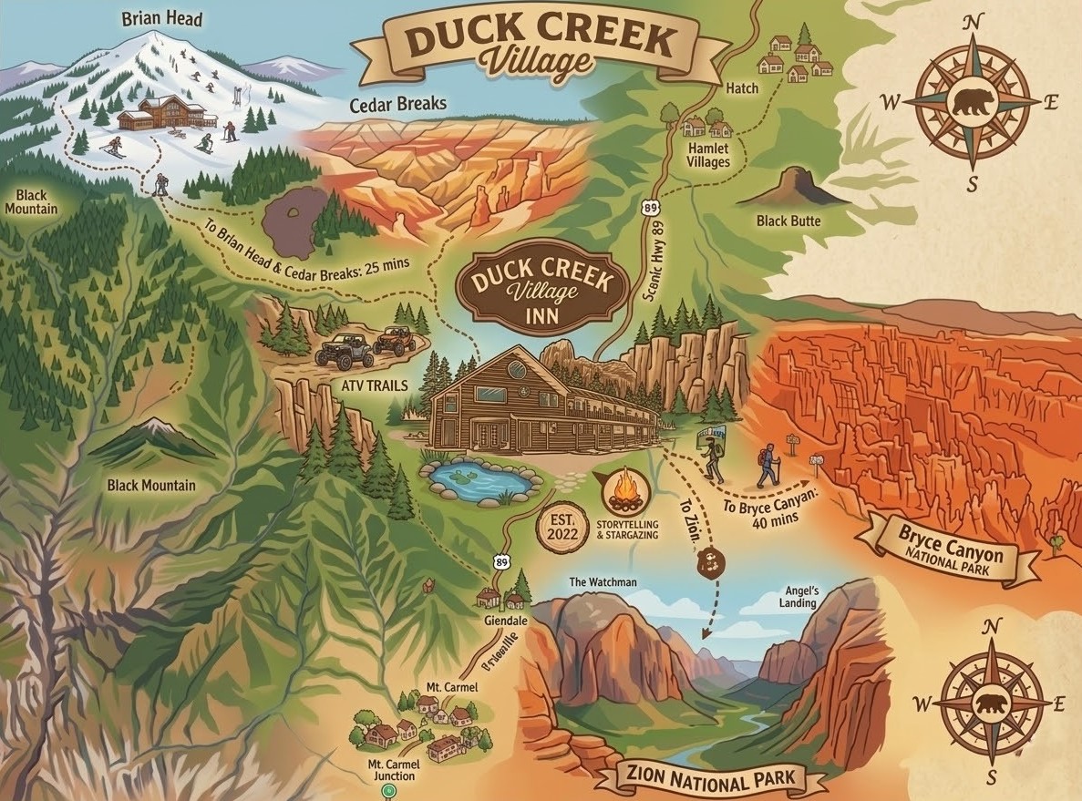 Map of Duck Creek Village and nearby parks