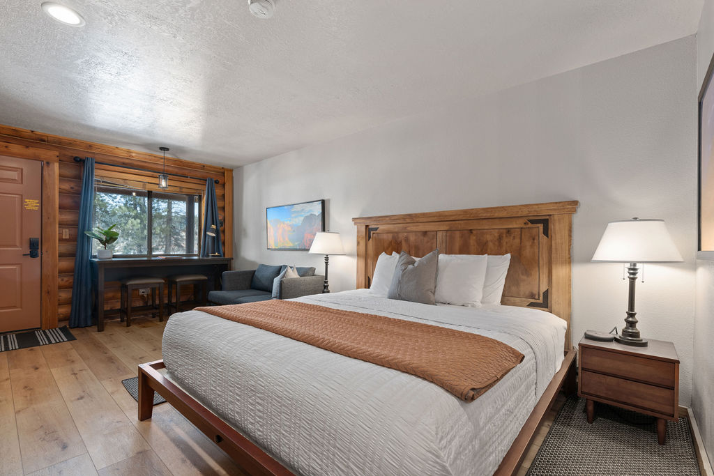 Guest room interior at Duck Creek Village Inn