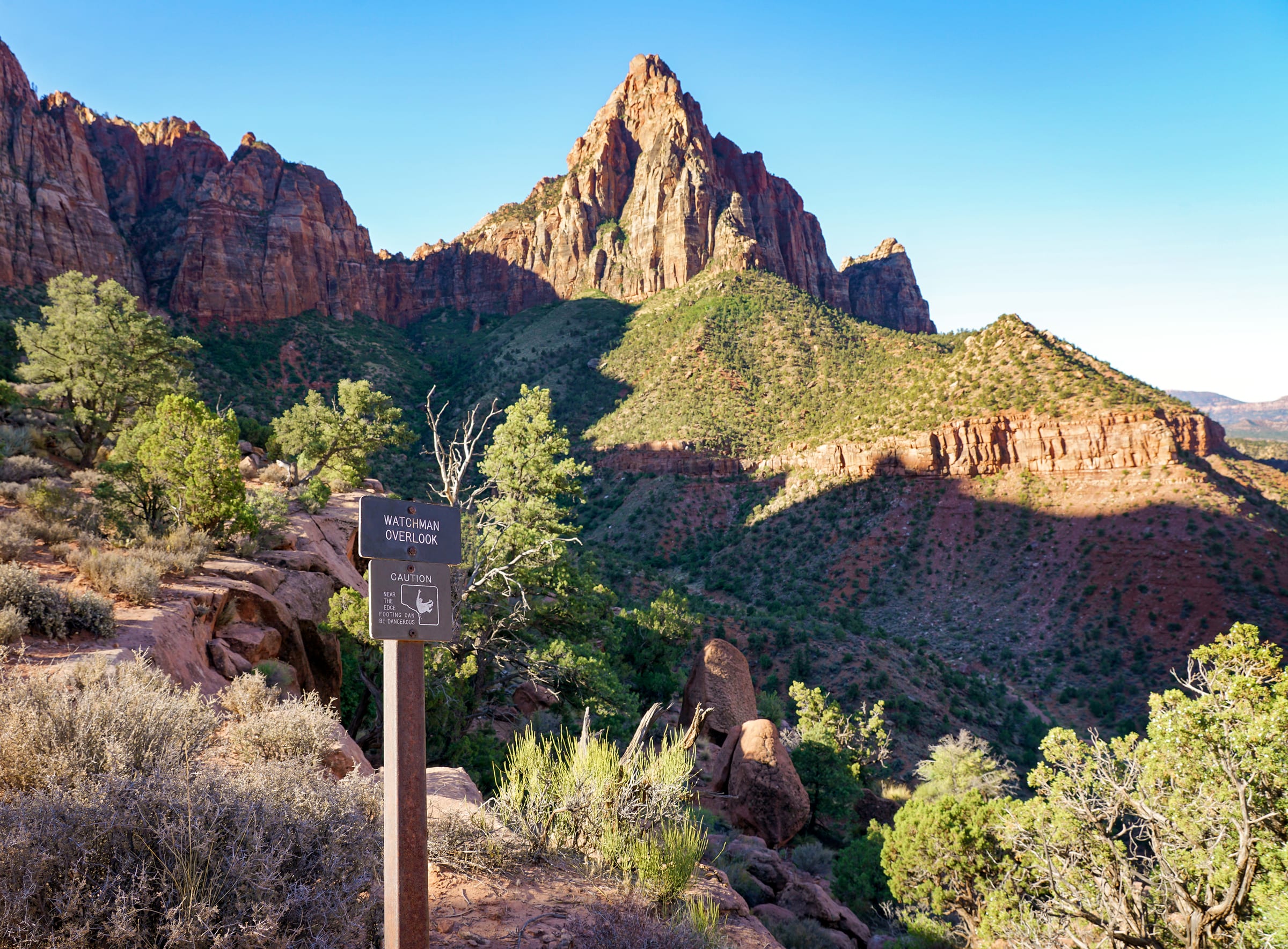 The Watchman Trail climbing above Springdale toward the canyon walls