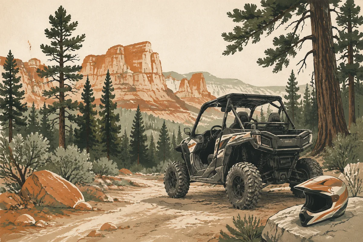 Ilustración de una salida en todoterreno por el pinar cerca de Duck Creek