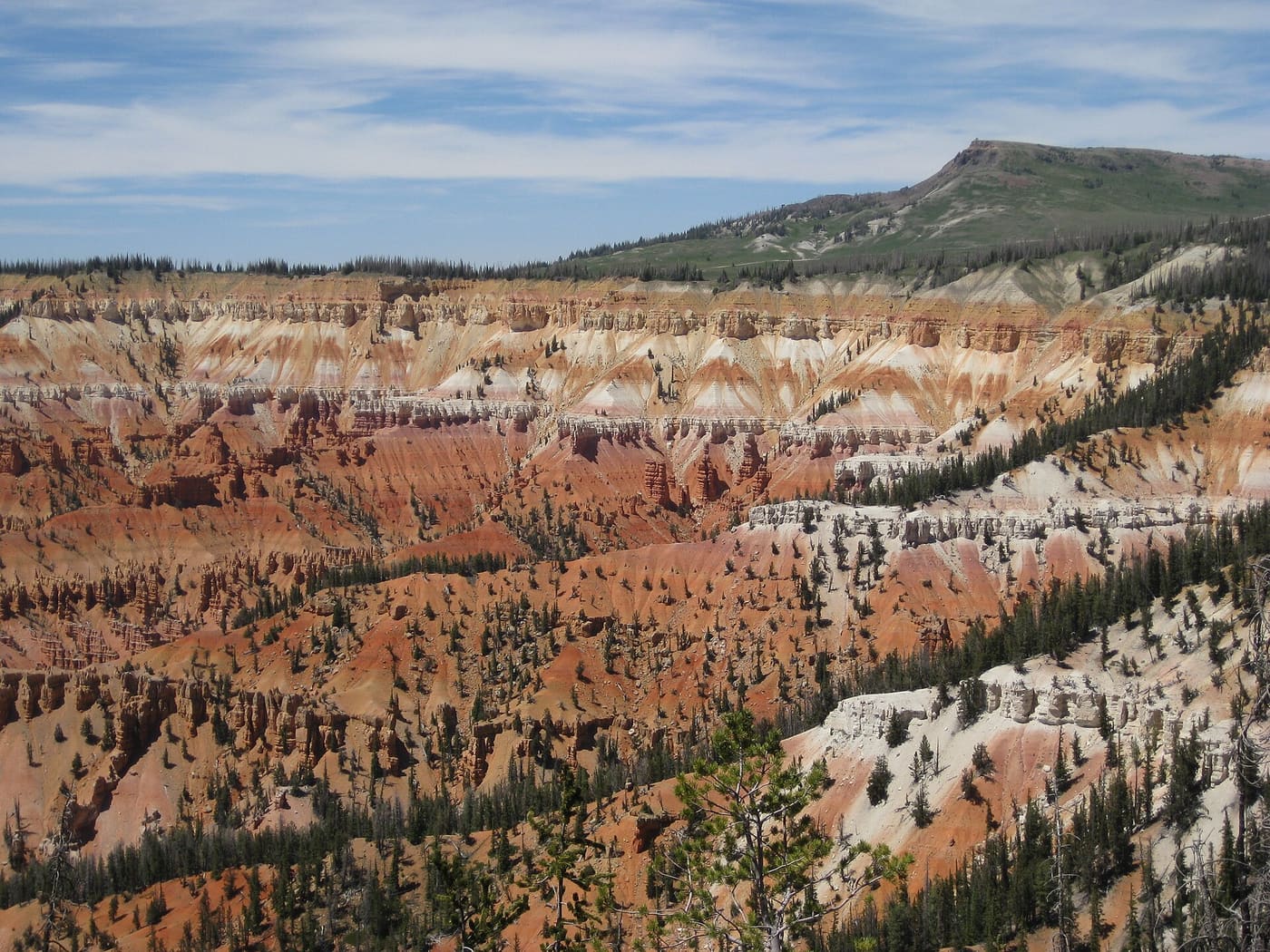 The Cedar Breaks amphitheater in summer with Brian Head Peak rising on the skyline behind it