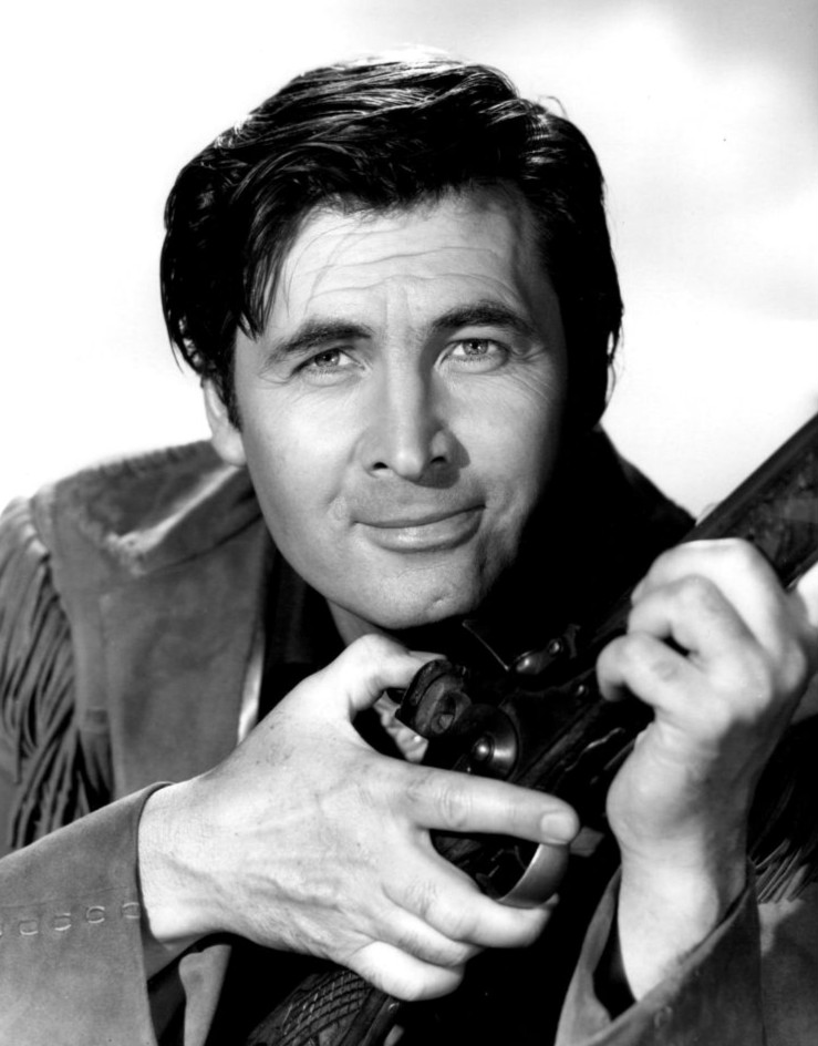 Fess Parker in costume as Daniel Boone for the 1960s NBC television series
