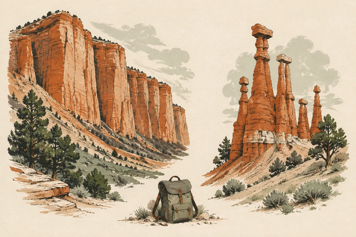 Sandstone cliffs and open high-desert country along a southwestern road trip