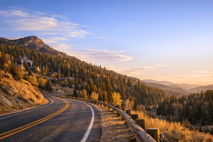 Highway through Southern Utah between Las Vegas and Duck Creek Village