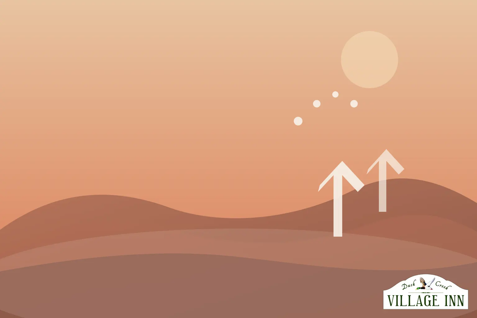 Geillustreerde lokale evenementenscene in Duck Creek Village aan het einde van de zomer met subtiele DCVI-branding