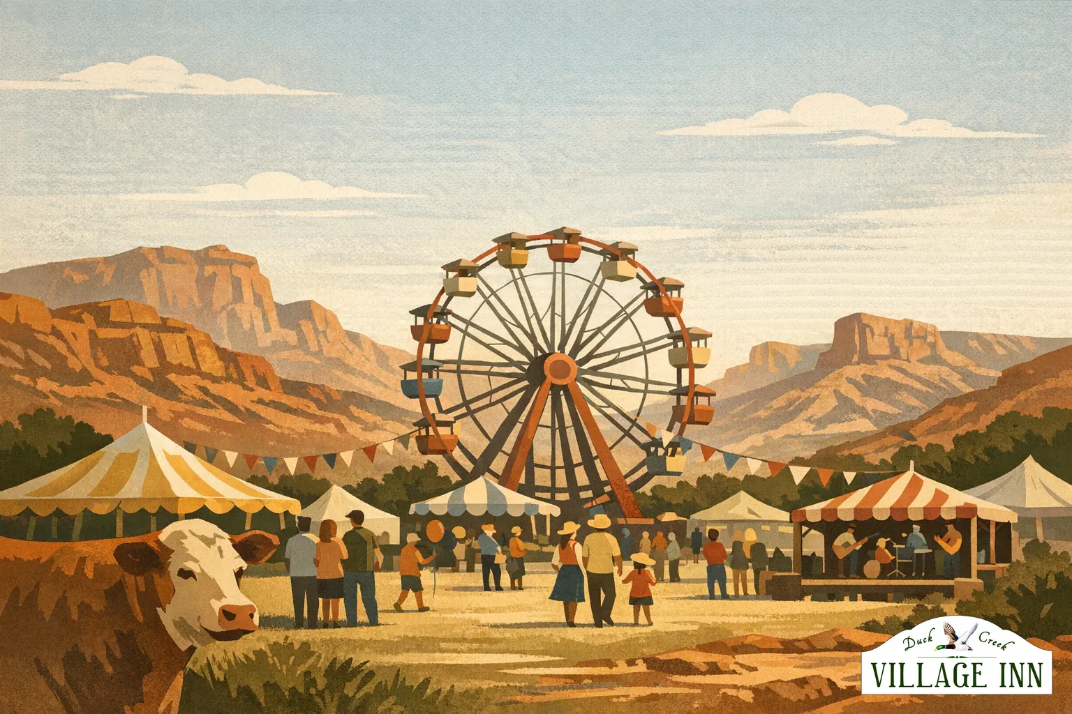 Illustrated county fair scene for Garfield County Fair in Panguitch